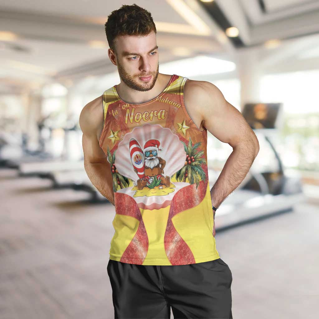 French Polynesia Christmas Men Tank Top Seashell Santa Beach Vibes LT05 Orange - Polynesian Pride