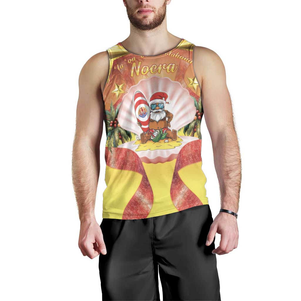 French Polynesia Christmas Men Tank Top Seashell Santa Beach Vibes LT05 - Polynesian Pride