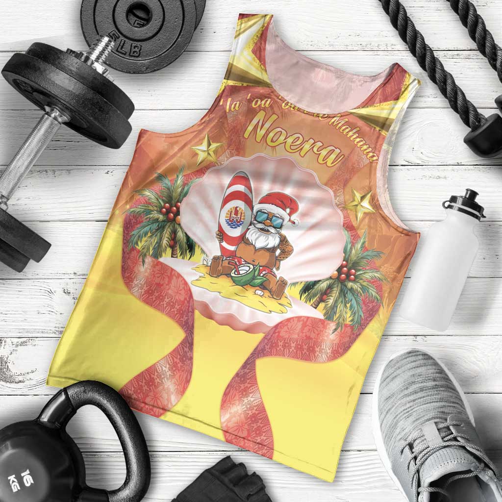 French Polynesia Christmas Men Tank Top Seashell Santa Beach Vibes LT05 - Polynesian Pride