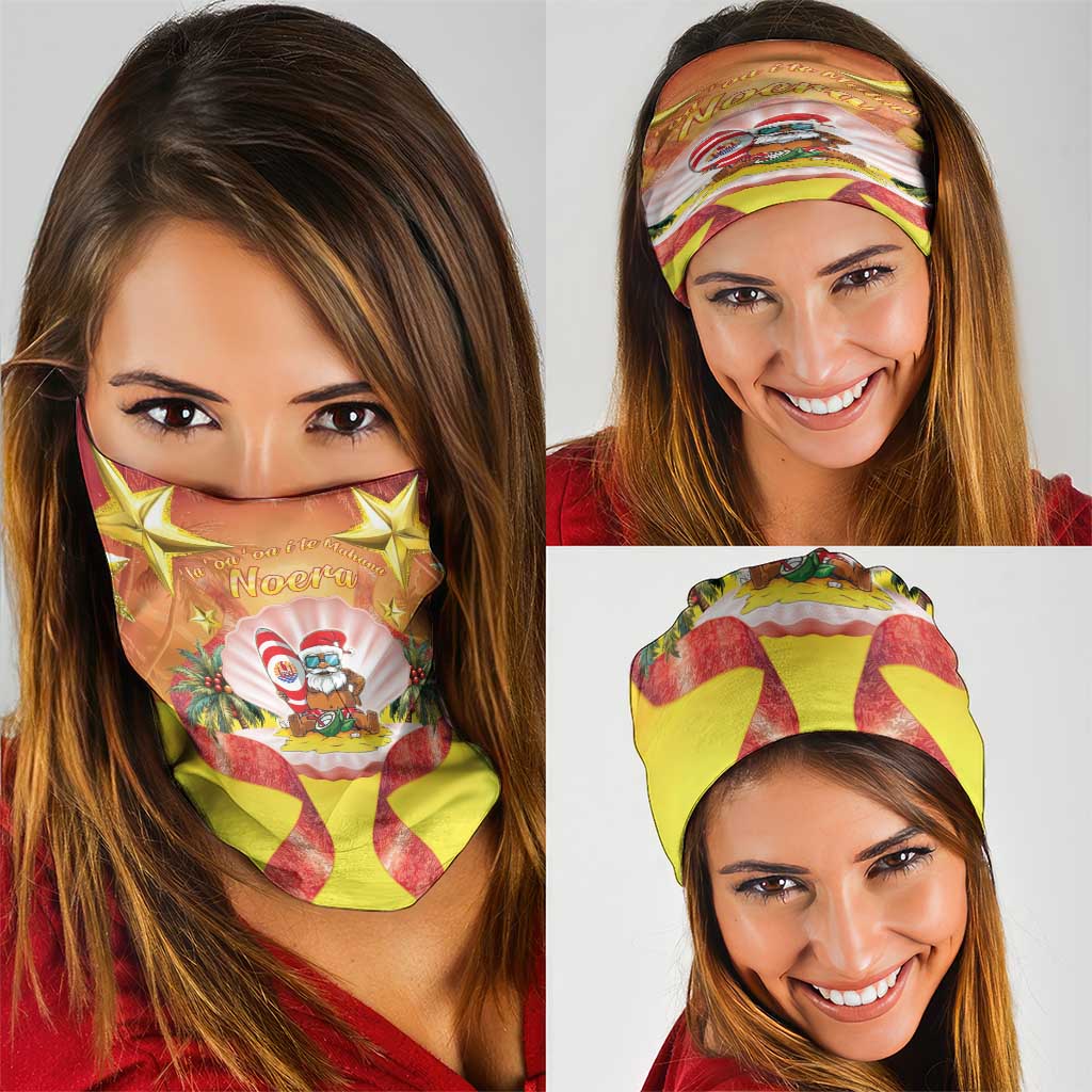 French Polynesia Christmas Neck Gaiter Seashell Santa Beach Vibes LT05 - Polynesian Pride
