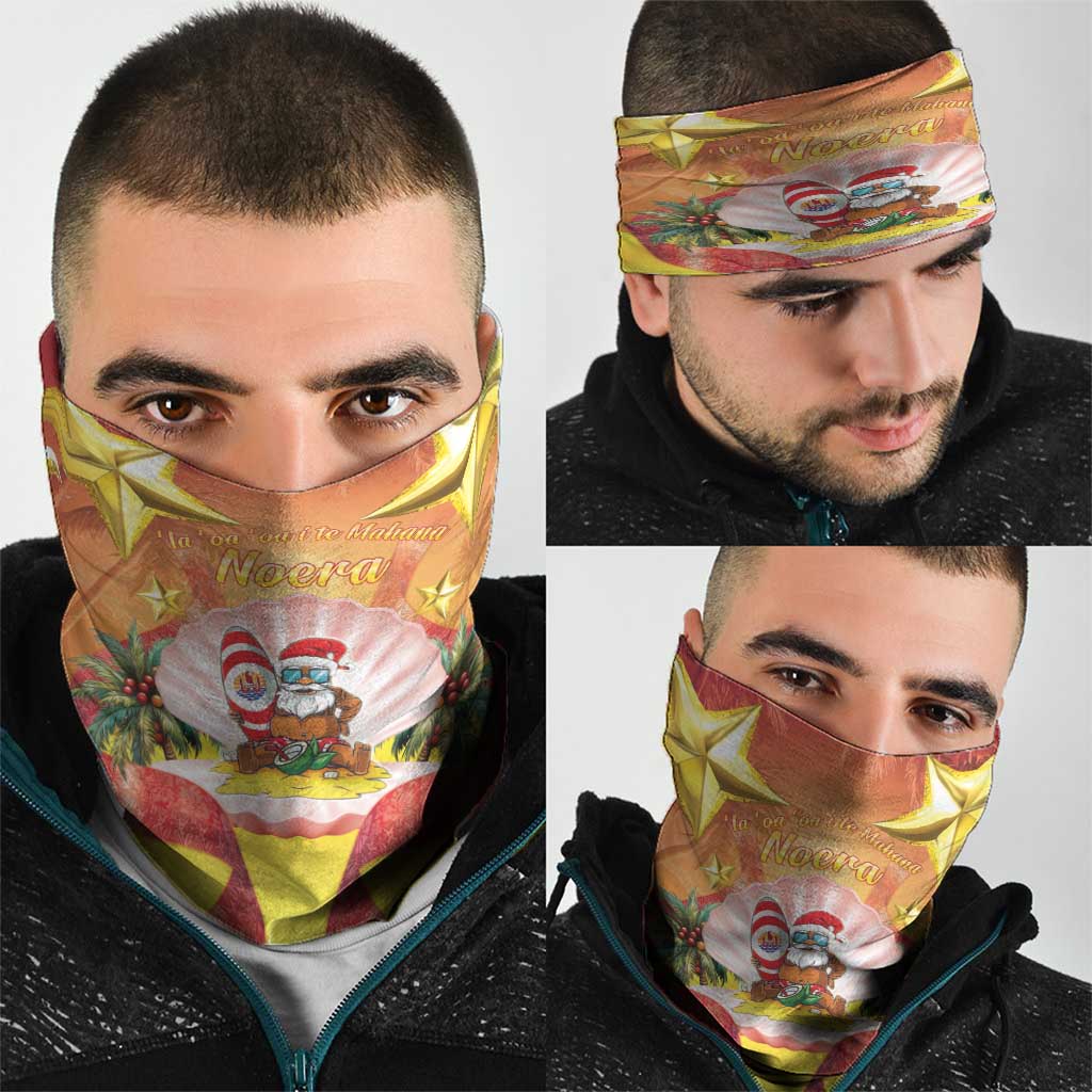 French Polynesia Christmas Neck Gaiter Seashell Santa Beach Vibes LT05 - Polynesian Pride