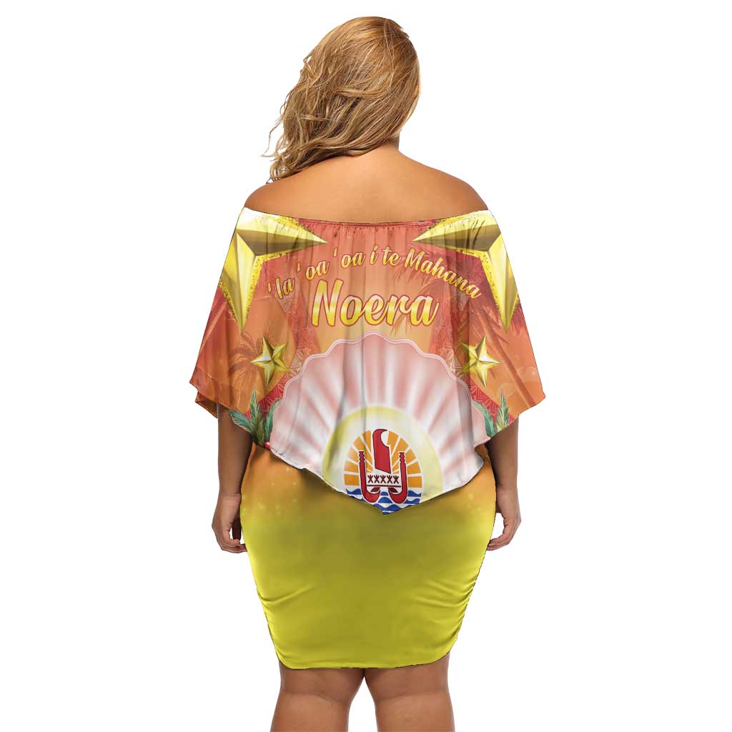 French Polynesia Christmas Off Shoulder Short Dress Seashell Santa Beach Vibes LT05 - Polynesian Pride
