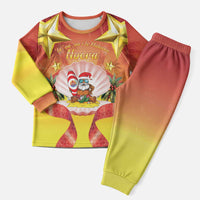 French Polynesia Christmas Pajama Set Seashell Santa Beach Vibes LT05 Men Orange - Polynesian Pride