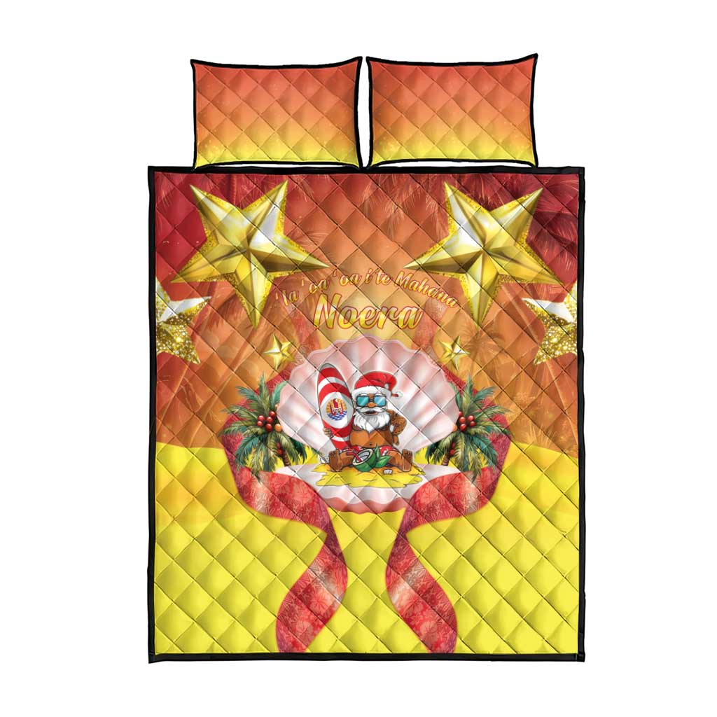 French Polynesia Christmas Quilt Bed Set Seashell Santa Beach Vibes LT05 - Polynesian Pride