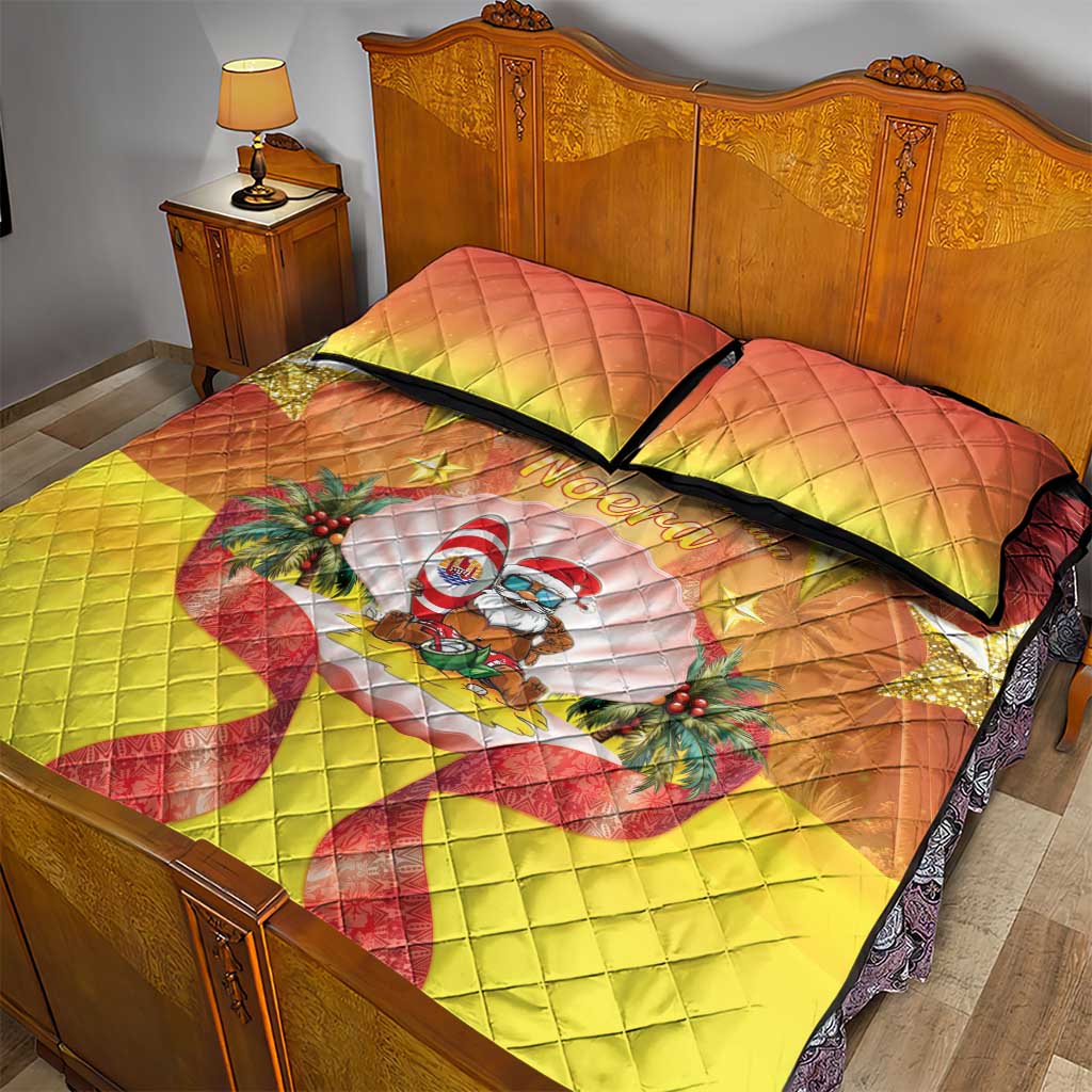 French Polynesia Christmas Quilt Bed Set Seashell Santa Beach Vibes LT05 - Polynesian Pride