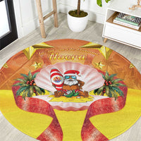 French Polynesia Christmas Round Carpet Seashell Santa Beach Vibes LT05 Orange - Polynesian Pride