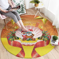 French Polynesia Christmas Round Carpet Seashell Santa Beach Vibes LT05 - Polynesian Pride