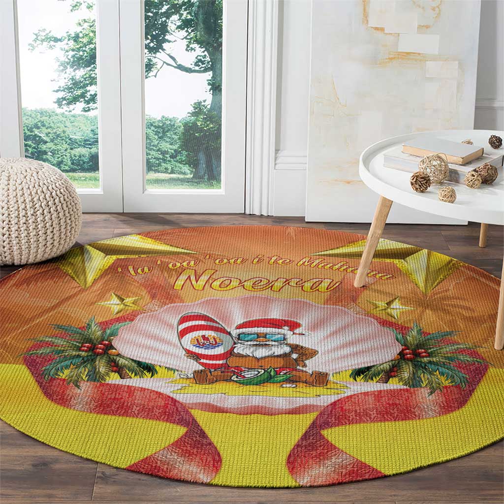 French Polynesia Christmas Round Carpet Seashell Santa Beach Vibes LT05 - Polynesian Pride