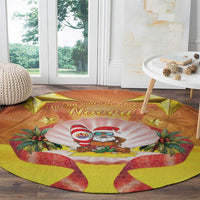 French Polynesia Christmas Round Carpet Seashell Santa Beach Vibes LT05 - Polynesian Pride