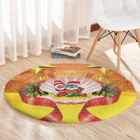 French Polynesia Christmas Round Carpet Seashell Santa Beach Vibes LT05 - Polynesian Pride
