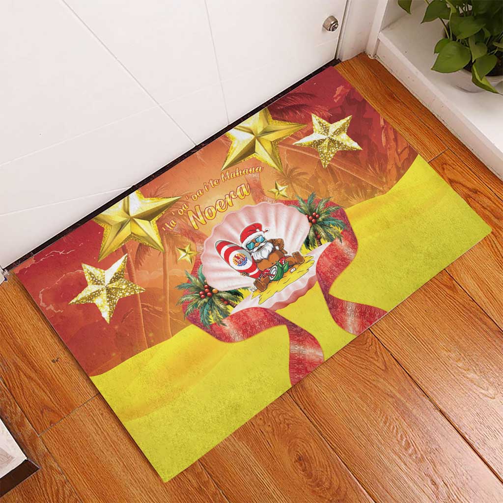 French Polynesia Christmas Rubber Doormat Seashell Santa Beach Vibes LT05 - Polynesian Pride