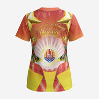 French Polynesia Christmas Scrub Top Seashell Santa Beach Vibes LT05 - Polynesian Pride