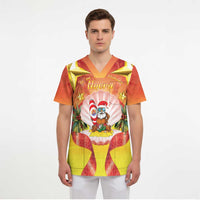 French Polynesia Christmas Scrub Top Seashell Santa Beach Vibes LT05 - Polynesian Pride