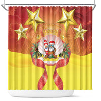 French Polynesia Christmas Shower Curtain Seashell Santa Beach Vibes LT05 Orange - Polynesian Pride