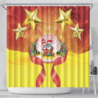 French Polynesia Christmas Shower Curtain Seashell Santa Beach Vibes LT05 - Polynesian Pride