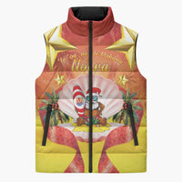 French Polynesia Christmas Sleeveless Puffer Jacket Seashell Santa Beach Vibes LT05 Unisex Orange - Polynesian Pride