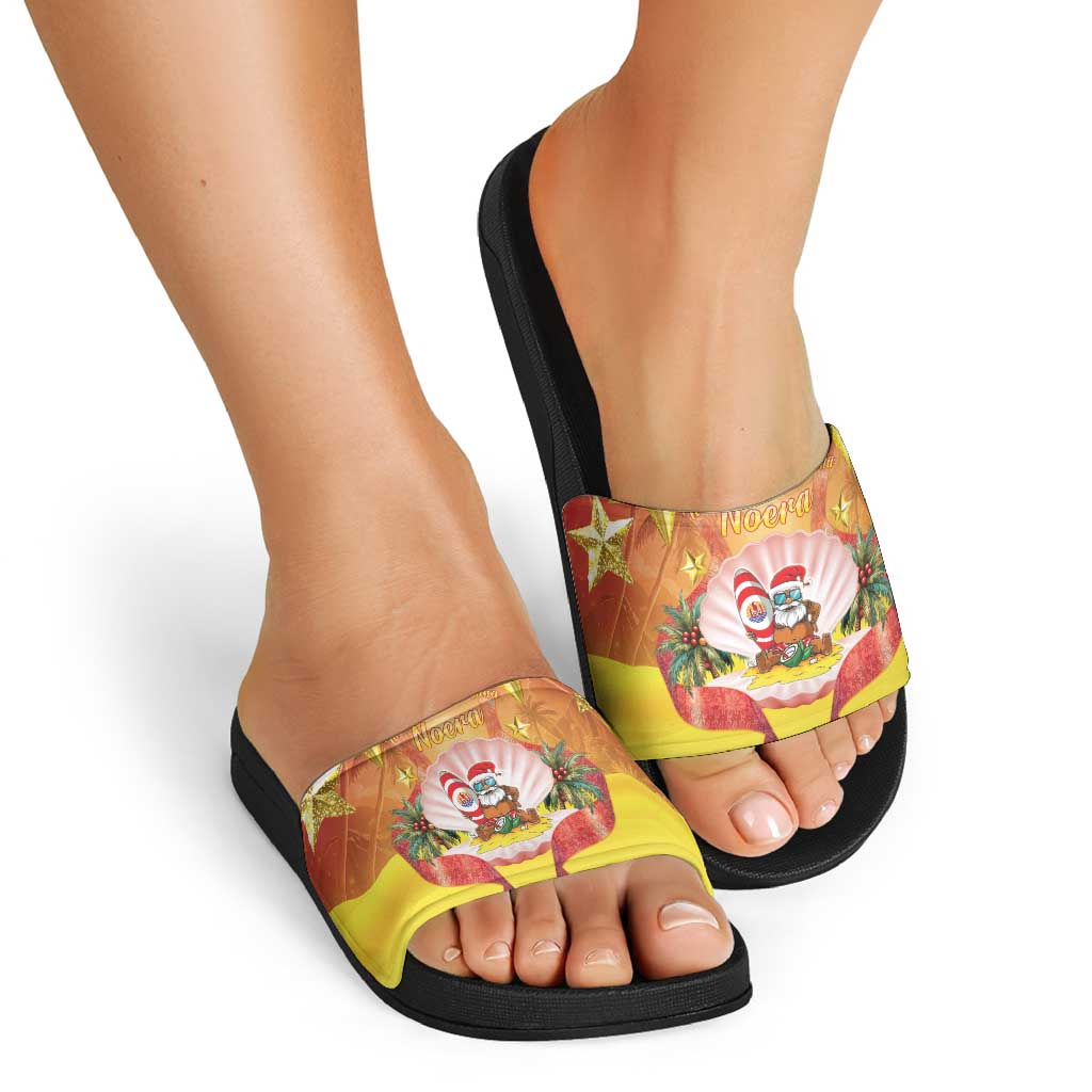 French Polynesia Christmas Slide Sandals Seashell Santa Beach Vibes LT05 - Polynesian Pride