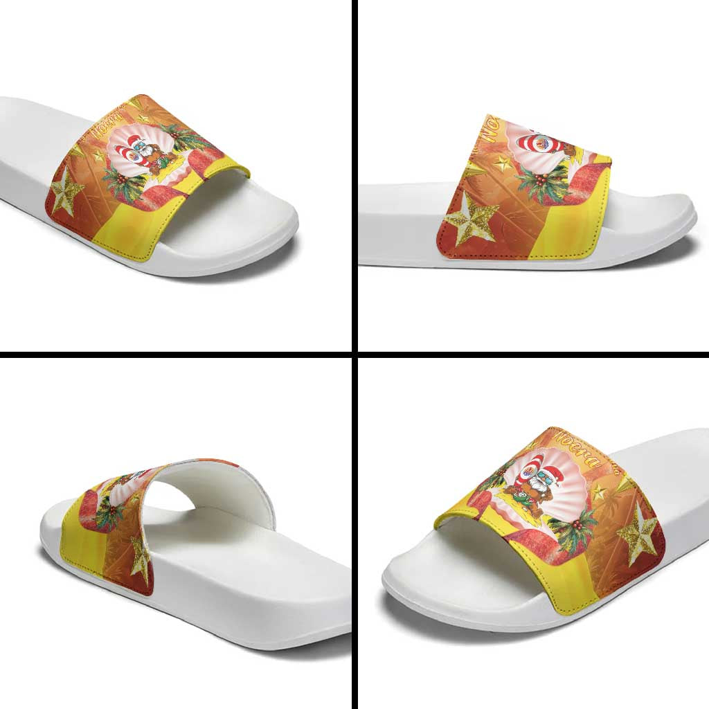 French Polynesia Christmas Slide Sandals Seashell Santa Beach Vibes LT05 - Polynesian Pride