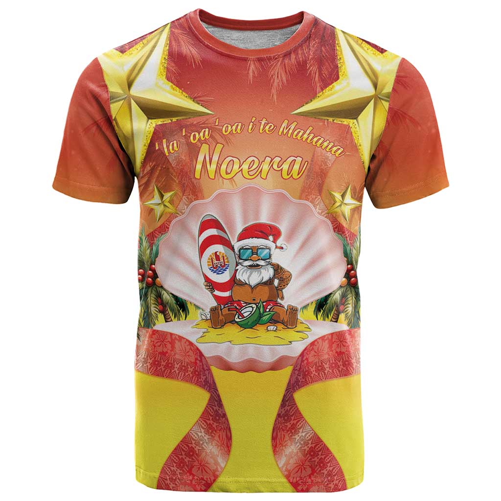French Polynesia Christmas T Shirt Seashell Santa Beach Vibes LT05 Orange - Polynesian Pride