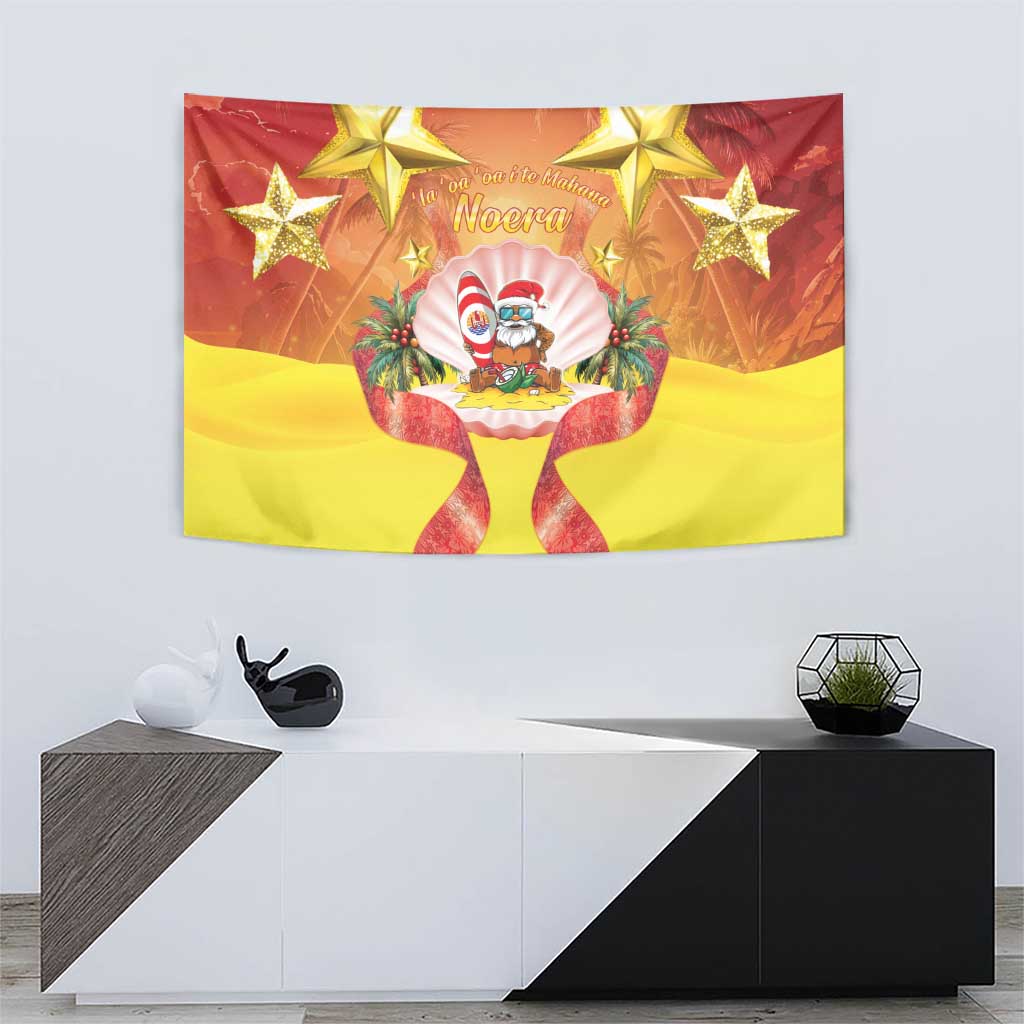 French Polynesia Christmas Tapestry Seashell Santa Beach Vibes LT05 - Polynesian Pride