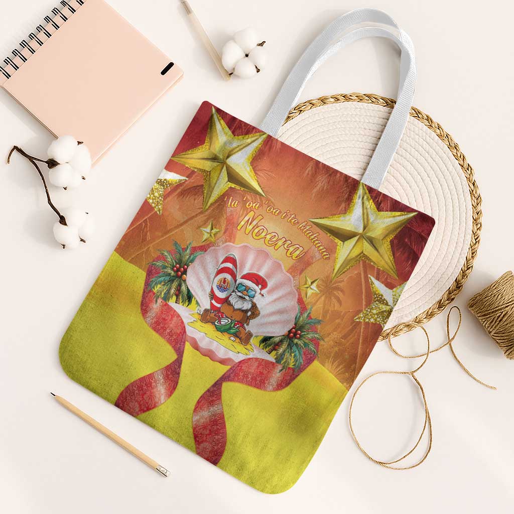 French Polynesia Christmas Tote Bag Seashell Santa Beach Vibes LT05 White Strap One Size Orange - Polynesian Pride