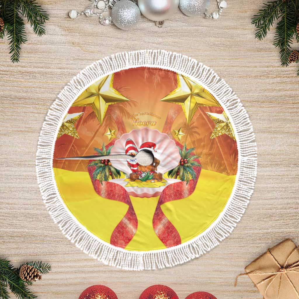 French Polynesia Christmas Tree Skirt Seashell Santa Beach Vibes LT05 Fringed Orange - Polynesian Pride