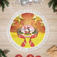 French Polynesia Christmas Tree Skirt Seashell Santa Beach Vibes LT05 Fringed Orange - Polynesian Pride
