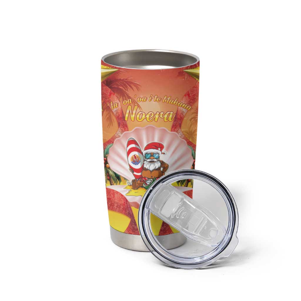 French Polynesia Christmas Tumbler Cup Seashell Santa Beach Vibes LT05 - Polynesian Pride