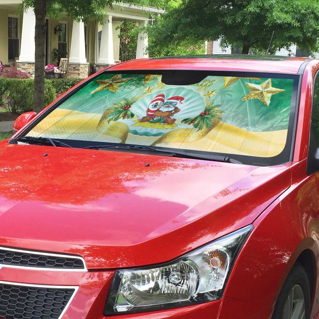 Cook Islands Christmas Auto Sun Shade Seashell Santa Beach Vibes - Polynesian Pride