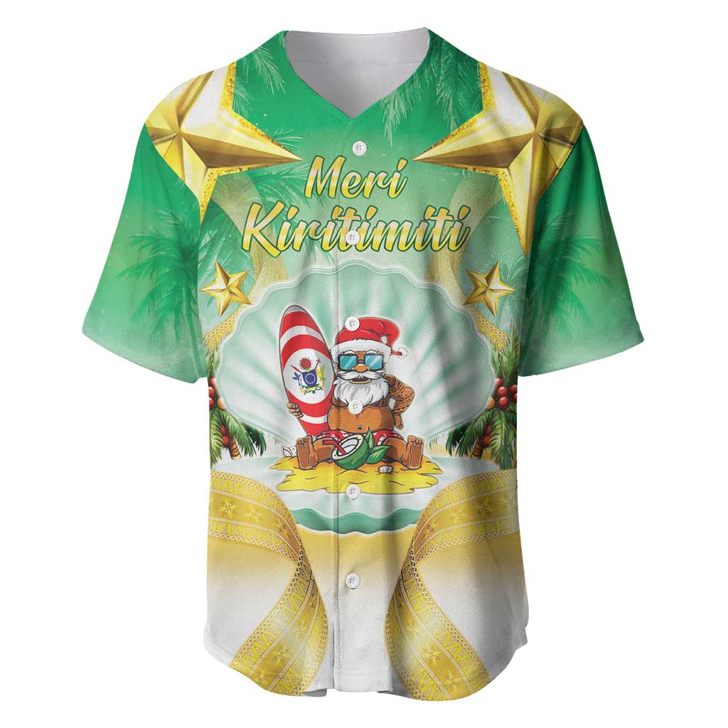 Cook Islands Christmas Baseball Jersey Seashell Santa Beach Vibes LT05 Green - Polynesian Pride