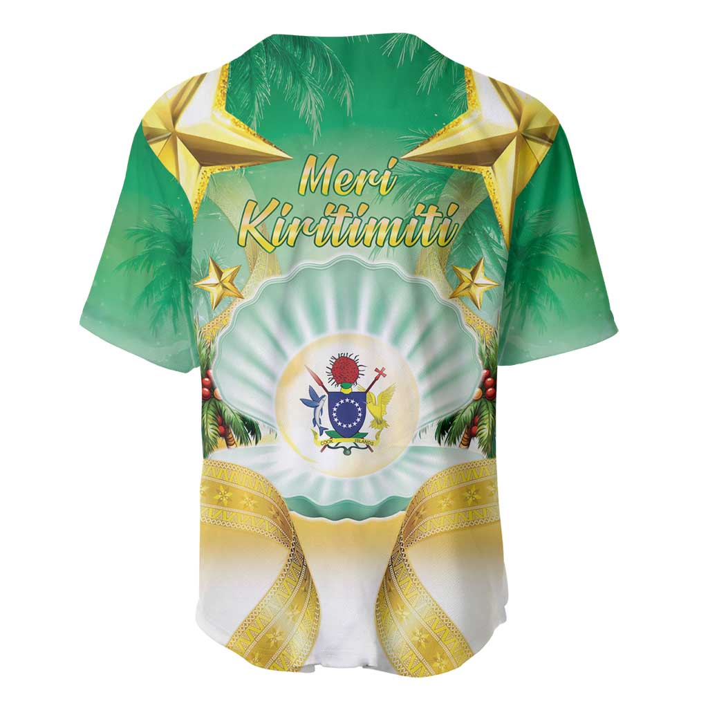Cook Islands Christmas Baseball Jersey Seashell Santa Beach Vibes LT05 - Polynesian Pride