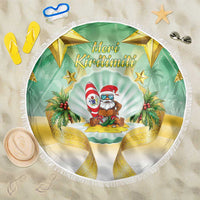 Cook Islands Christmas Beach Blanket Seashell Santa Beach Vibes LT05 One Size 150cm Green - Polynesian Pride