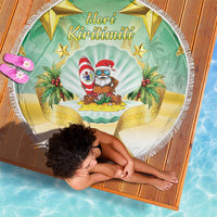 Cook Islands Christmas Beach Blanket Seashell Santa Beach Vibes LT05 - Polynesian Pride