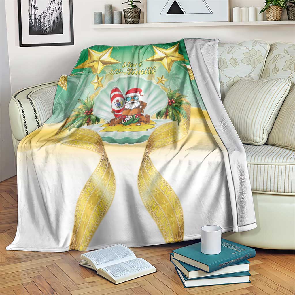 Cook Islands Christmas Blanket Seashell Santa Beach Vibes LT05 Green - Polynesian Pride