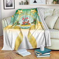 Cook Islands Christmas Blanket Seashell Santa Beach Vibes LT05 Green - Polynesian Pride