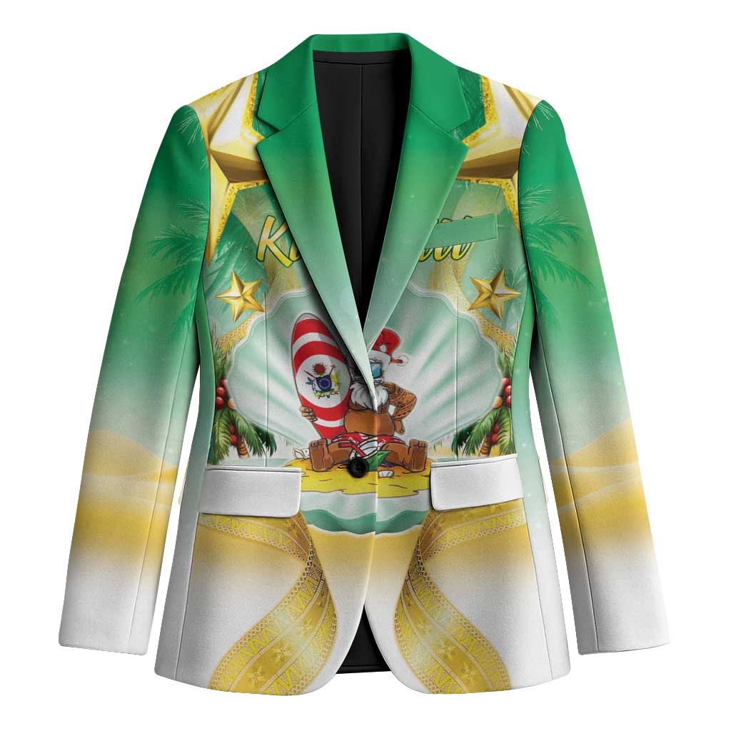 Cook Islands Christmas Blazer Seashell Santa Beach Vibes LT05 Unisex Green - Polynesian Pride