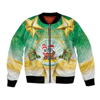 Cook Islands Christmas Bomber Jacket Seashell Santa Beach Vibes LT05 Unisex Green - Polynesian Pride