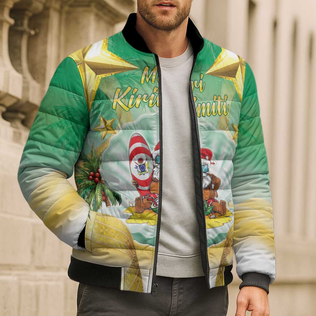 Cook Islands Christmas Bomber Puffer Jacket Seashell Santa Beach Vibes - Polynesian Pride