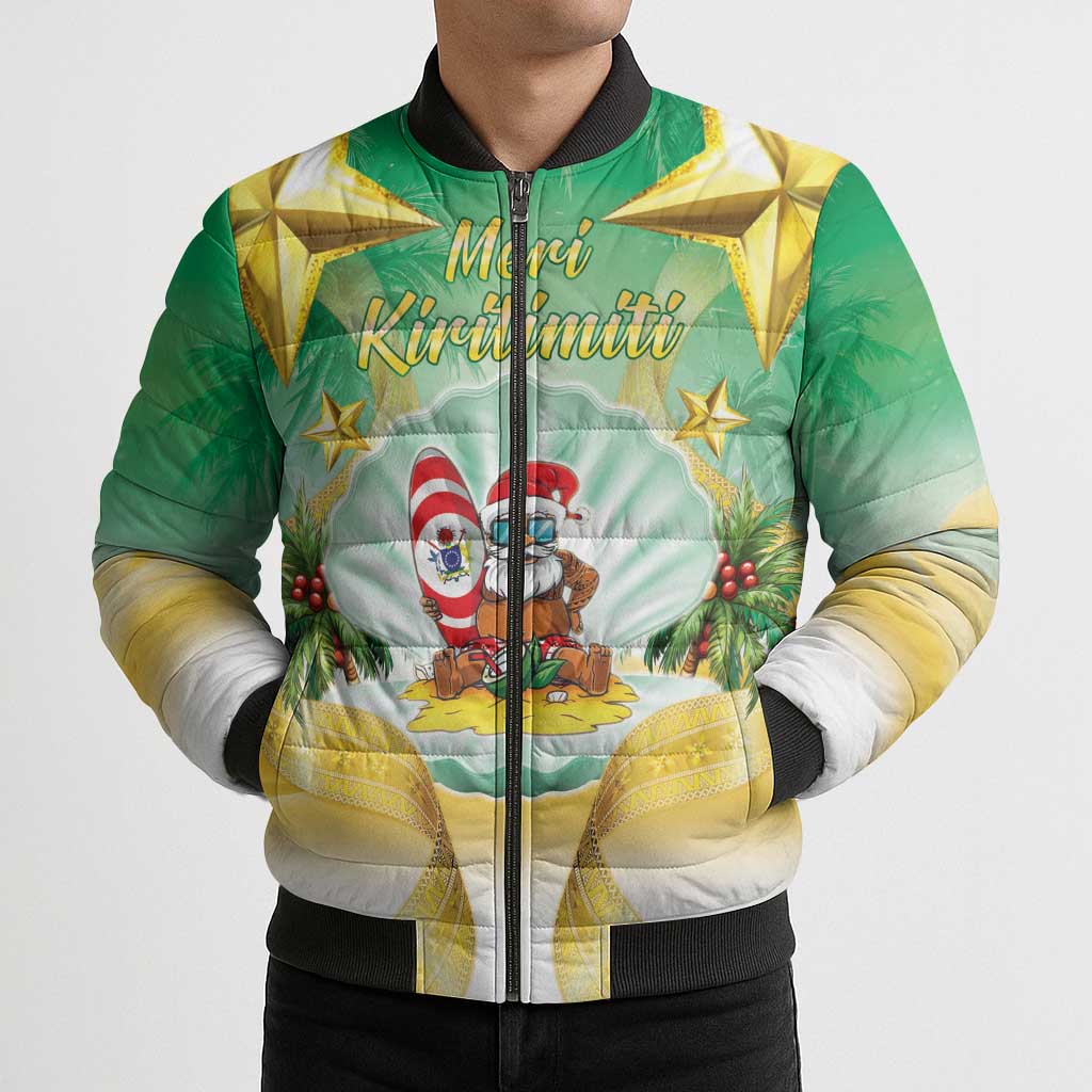 Cook Islands Christmas Bomber Puffer Jacket Seashell Santa Beach Vibes - Polynesian Pride