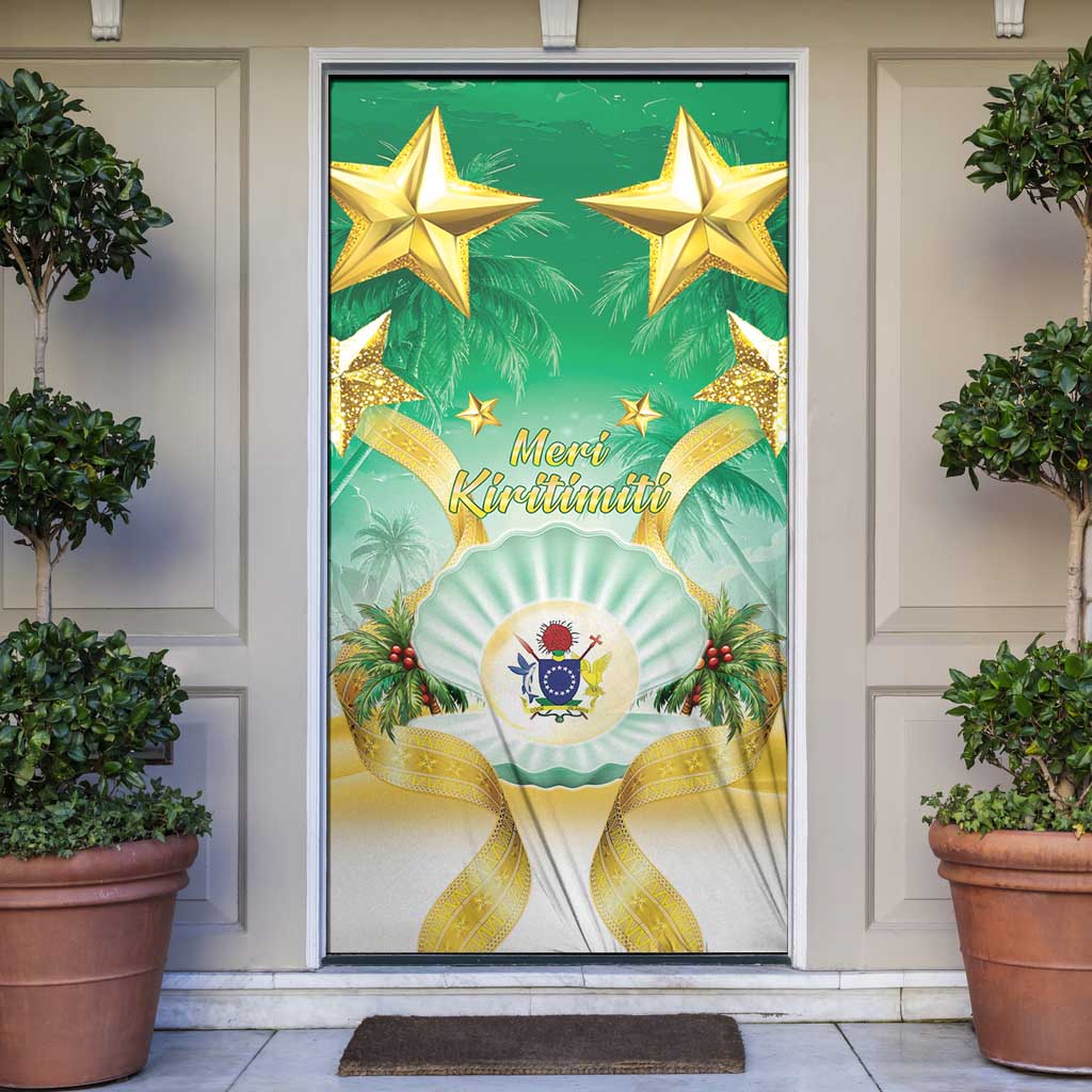 Cook Islands Christmas Door Cover Seashell Santa Beach Vibes - Polynesian Pride