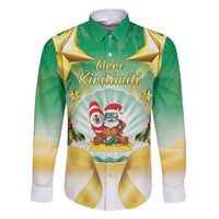 Cook Islands Christmas Family Matching Tank Maxi Dress and Hawaiian Shirt Seashell Santa Beach Vibes - Polynesian Pride