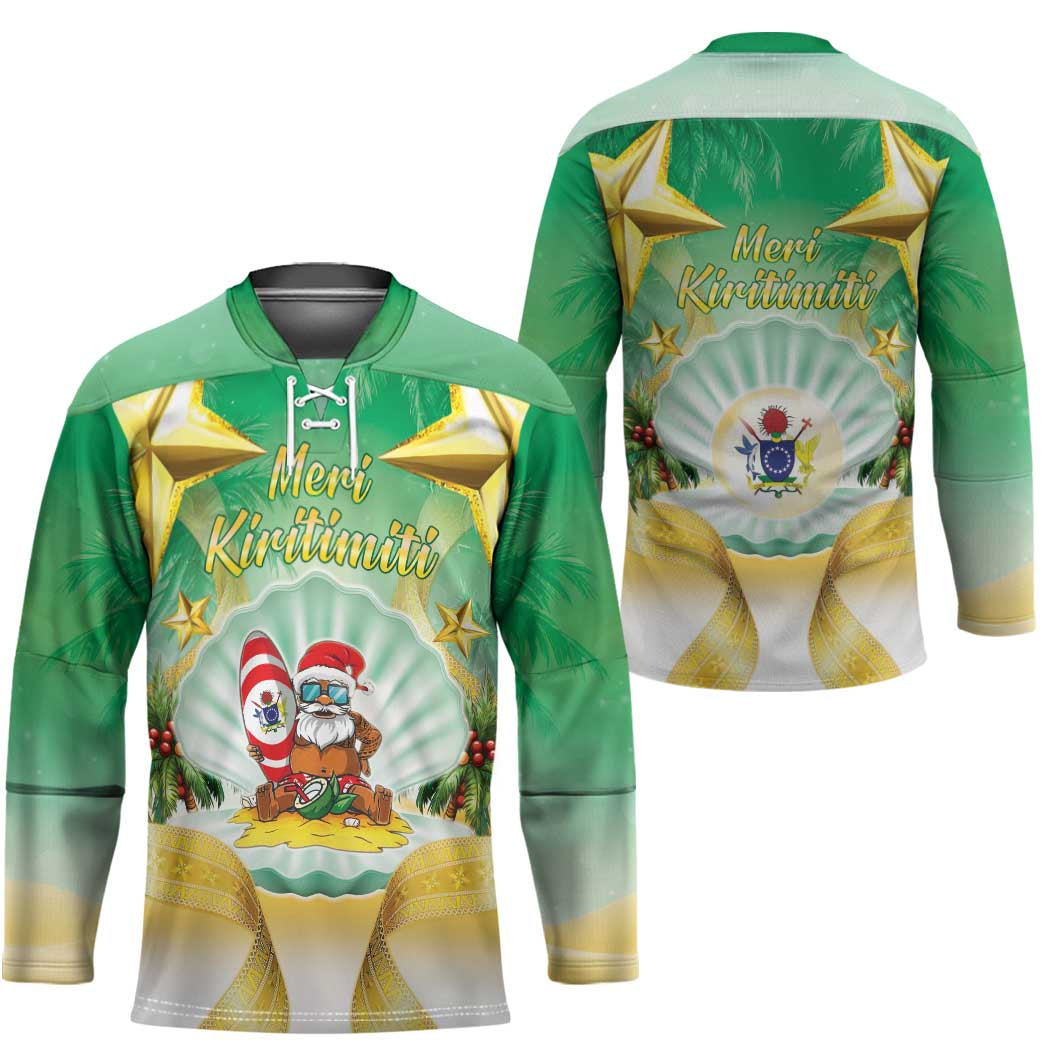 Cook Islands Christmas Hockey Jersey Seashell Santa Beach Vibes LT05 - Polynesian Pride
