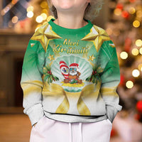 Cook Islands Christmas Kid Ugly Christmas Sweater Seashell Santa Beach Vibes - Polynesian Pride