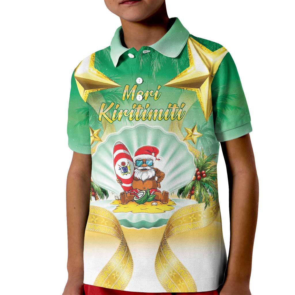 Cook Islands Christmas Kid Polo Shirt Seashell Santa Beach Vibes - Polynesian Pride