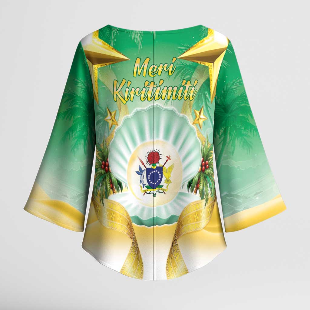 Cook Islands Christmas Kimono Sleeve Blouse Seashell Santa Beach Vibes - Polynesian Pride