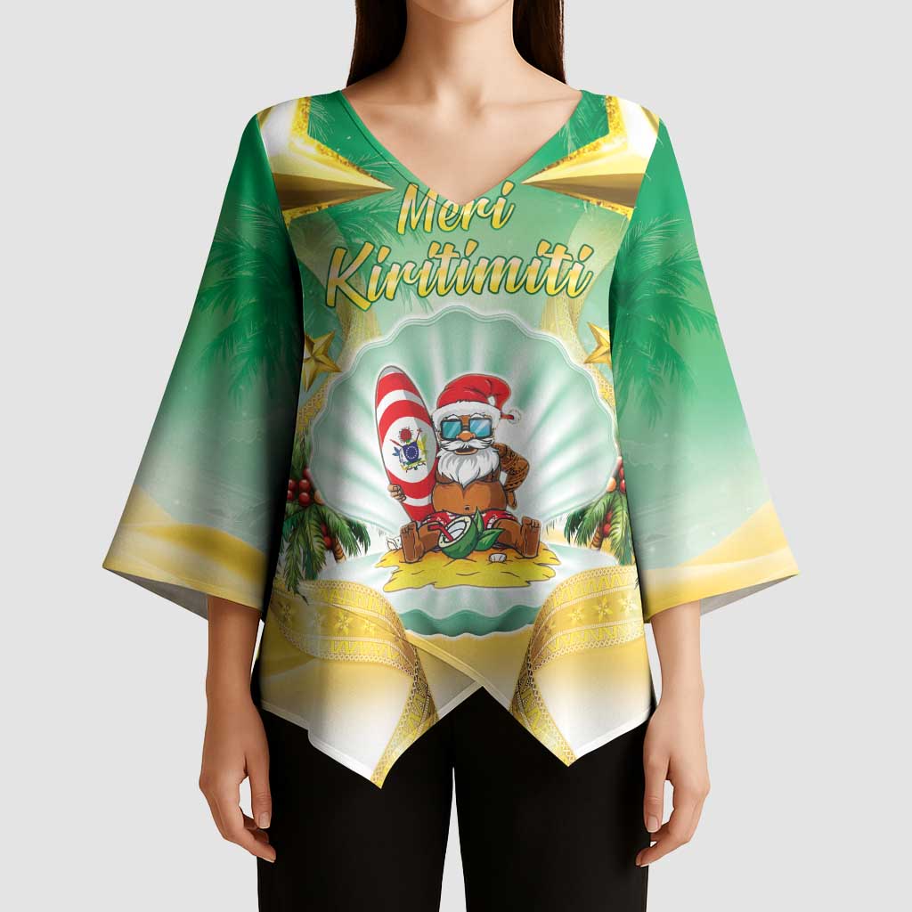 Cook Islands Christmas Kimono Sleeve Blouse Seashell Santa Beach Vibes - Polynesian Pride