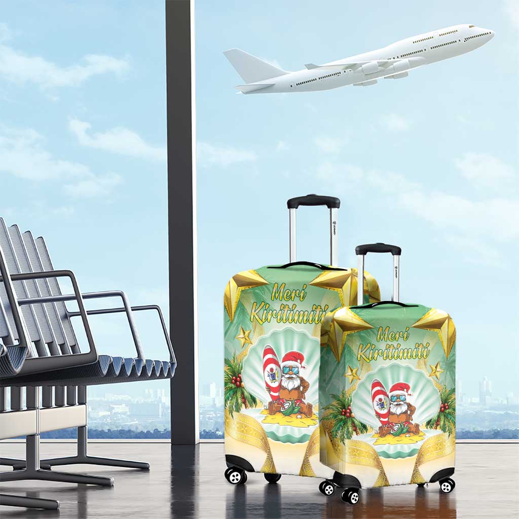 Cook Islands Christmas Luggage Cover Seashell Santa Beach Vibes - Polynesian Pride