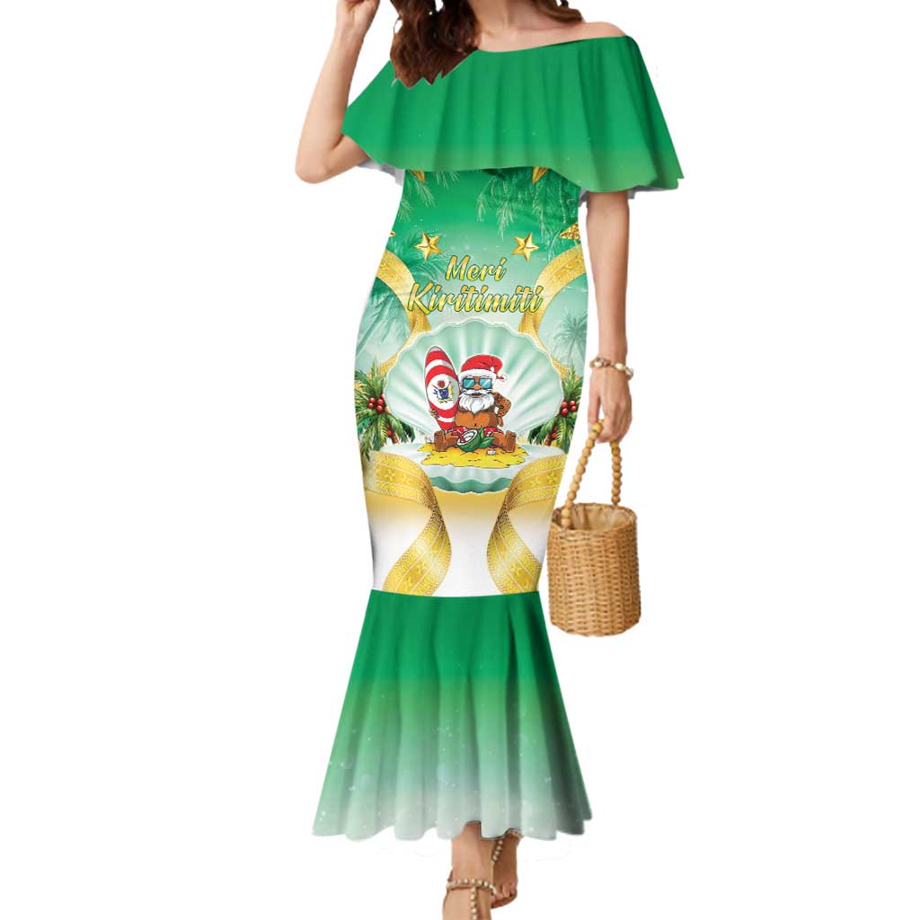 Cook Islands Christmas Mermaid Dress Seashell Santa Beach Vibes - Polynesian Pride