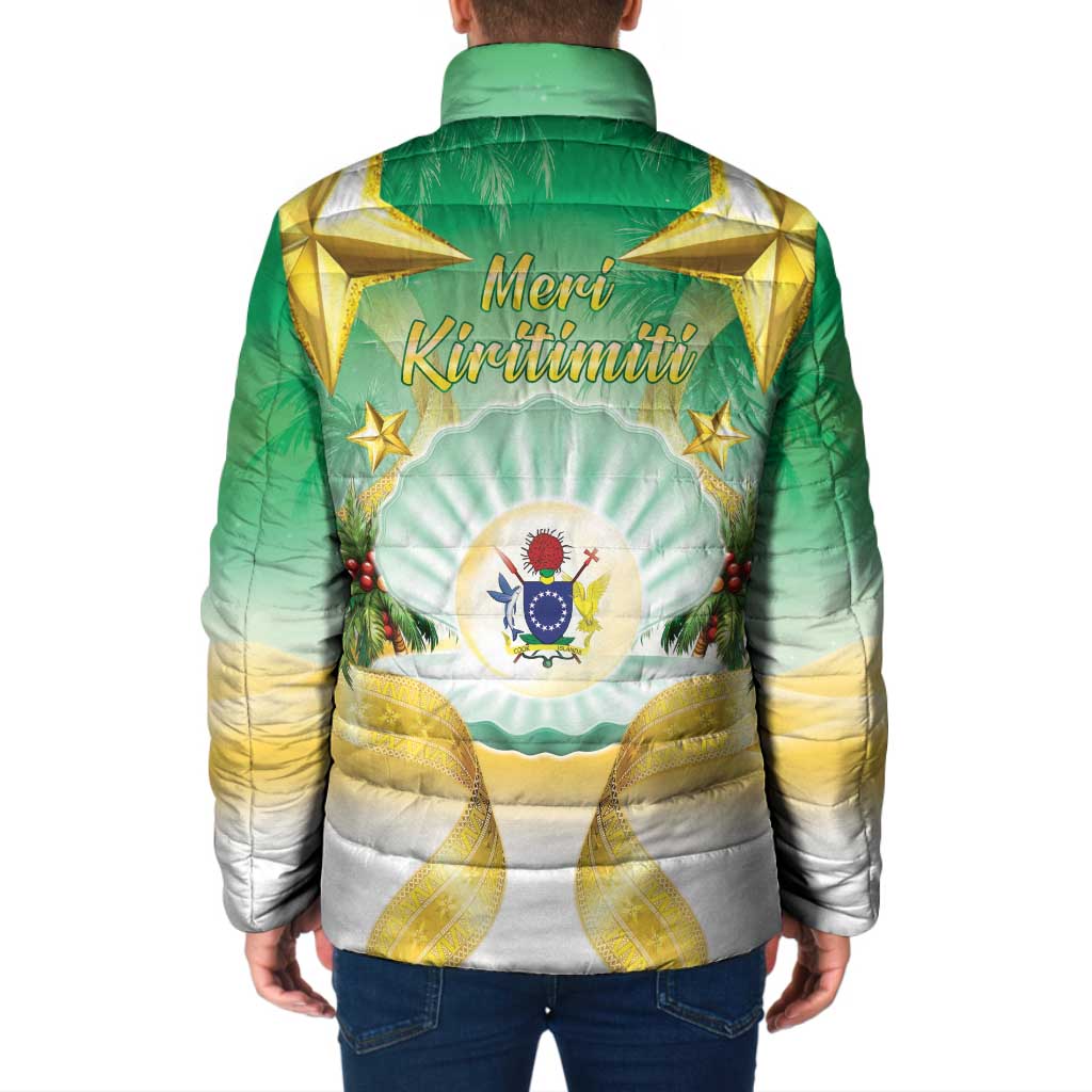 Cook Islands Christmas Padded Jacket Seashell Santa Beach Vibes - Polynesian Pride