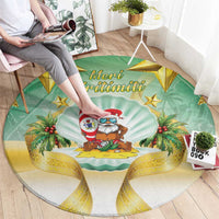 Cook Islands Christmas Round Carpet Seashell Santa Beach Vibes LT05 - Polynesian Pride